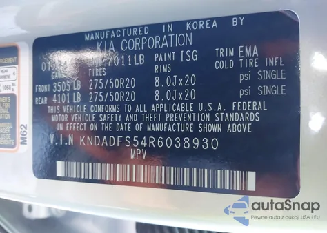 2024 Kia Ev9 Land z USA, uszkodzony, nr VIN KNDADFS54R6038930